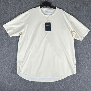 BYLT Premium Basics Mens 3XL‎ Lux Bone Henley Drop Cut Short Sleeve Shirt